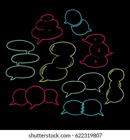 Set of hand-drawn oval speech bubbles, vector abstract illustration of rounded speech bubbles, EPS 8
