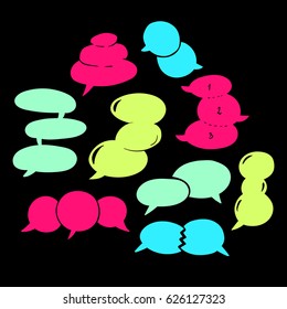 Set of hand-drawn oval speech bubbles, vector abstract illustration of rounded speech bubbles, EPS 8