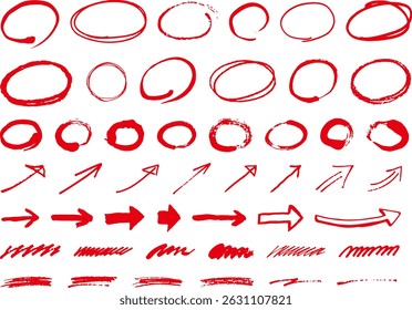 Ensemble d'ovales dessinés à la main. Cercles de style gribouillis. Illustration vectorielle de cercles dessinés à la brosse.