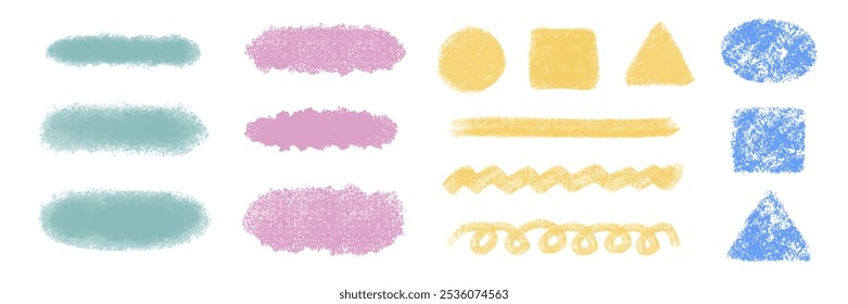 A set of hand-drawn ovals and lines that look like they were drawn with pastels or crayons