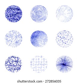 Set of hand-drawn pen circles. Various shapes isolated on white background. Vector illustration.