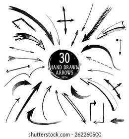 Set of hand-drawn pencil arrows