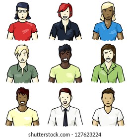 Set of hand-drawn people icons (eps10); jpg version also available