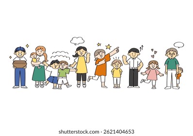 Set of Hand-Drawn Positive People Illustrations.