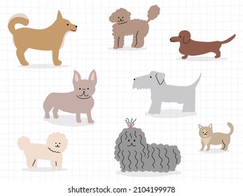 Set of hand-drawn purebred dogs, vector illustration.