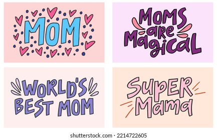 Set of hand-drawn quotes about Mothers day. 