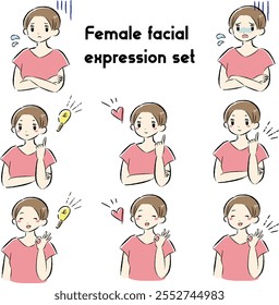 A set of hand-drawn, relaxed and cute female illustrations. A rough and stylish impression. Vector illustration.