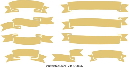 Set of hand-drawn ribbon banners