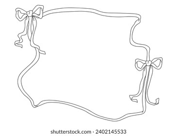 Conjunto de marco de cinta dibujado a mano , Marco decorativo de dibujo de línea