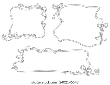 Set of hand-drawn ribbon frame , Line drawing decorative frame