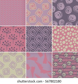 Set of hand-drawn seamless brush strokes patterns. Vector grunge brush strokes Boundless backgrounds.It can be used for web page, wallpapers, wrapping papers. 