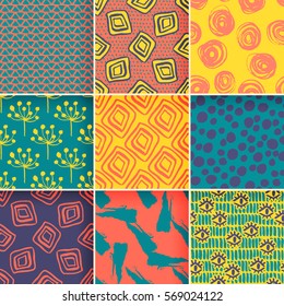 Set of hand-drawn seamless brush strokes patterns. Vector grunge brush strokes Boundless backgrounds. It can be used for web page, wallpapers, wrapping papers. 