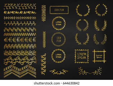 Set of hand-drawn seamless doodle borders. Sketch style vector illustration. Rustic decorative line borders, tribal decorative elements. For seamless patterns, scrap-booking, invitations