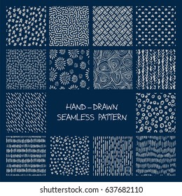 Set of hand-drawn seamless patterns