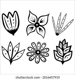 set of handdrawn simple flowers