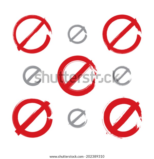 Set Handdrawn Simple Vector Prohibition Icons Stock Vector (Royalty ...