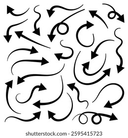 Set of Hand-Drawn Sketch Arrow Vector Icons.