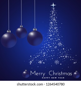 Set of hand-drawn sketchy Christmas snowflakes and stars in the shape of a Christmas tree vector illustration of calligraphy decoration Merry Christmas and Happy New Year, shiny Christmas tree