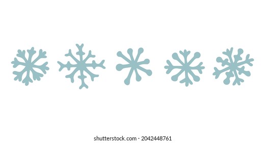 Conjunto de copos de nieve dibujados a mano. Ilustración del vector