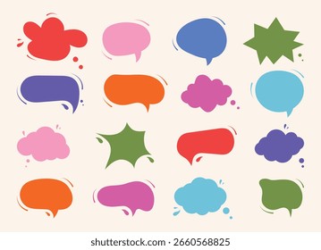 Set of hand-drawn speech bubble. Speech balloon, frames, stylish, handwritten, doodle collection. Speak bubble text, chat or massage box.