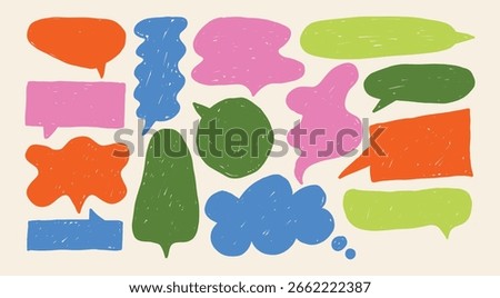 Set of hand-drawn speech bubbles. Speech balloon, frames, stylish, handwritten, doodle	