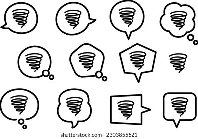 Set of hand-drawn speech bubbles and dizzy signs for a comic design, vector illustration.