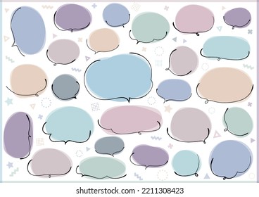 Set of hand-drawn speech bubbles drawn in pen