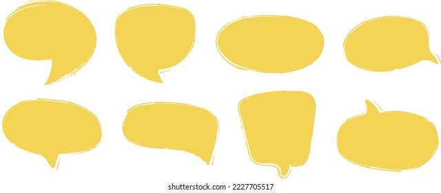 Set of hand-drawn speech bubbles. Grunge styled