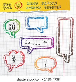 Set of hand-drawn speech bubbles, layered.