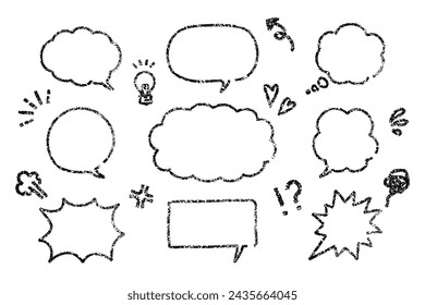 A set of hand-drawn speech bubbles look like drawn with chalk (monochrome)