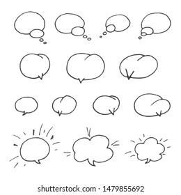 Set of handdrawn speech bubbles. Sketch design elements
