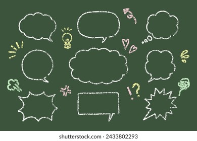 A set of hand-drawn speech bubbles that look like chalk drawings on a blackboard