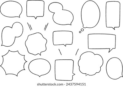 Set of hand-drawn speech bubbles that look like they were hand-drawn with a pencil