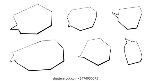 Set of hand-drawn speech bubbles.  Vector chat speech or dialogue.