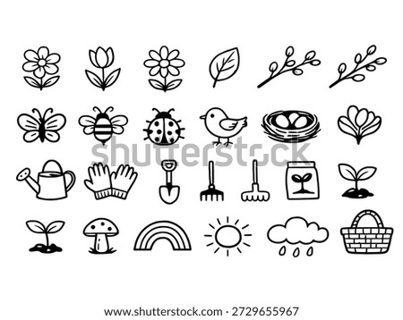 Set of hand-drawn spring icons 