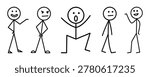 Set of hand-drawn stick figure emotions and poses isolated on light background