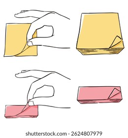 A set of hand-drawn sticky note vector illustrations,perfect for casual designs like notebooks,blog graphics,social media posts,or learning materials.