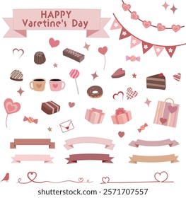Set of hand-drawn style illustrations for Valentine's Day