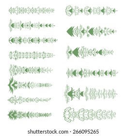 Conjunto de silhuetas estilizadas desenhadas à mão do ramo Ilustração vetorial
