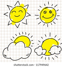 Set of Hand-drawn sun