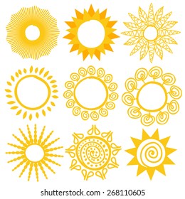 Set of Hand-drawn sun