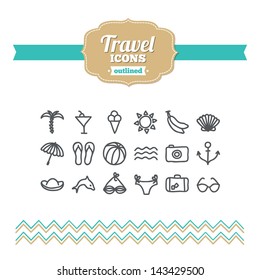Set of hand-drawn travel icons