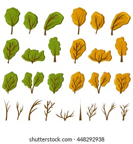 A set of hand-drawn trees. Vector illustration