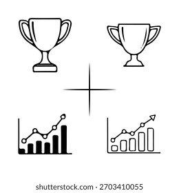 Set Handdrawn Trophy Graph Símbolos del paquete de iconos de negocios Logo