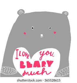 Set of hand-drawn valentines postcard print with hearts lettering letters red. Design elements. Doodle hand drawn style illustration for greeting card, t-shirts and bags print, scrapbooking