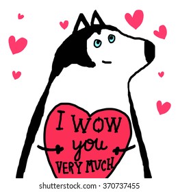 Set of hand-drawn valentines postcard print with hearts lettering letters pink. Design elements. Doodle hand drawn style illustration for greeting card, t-shirts and bags print, scrap-booking