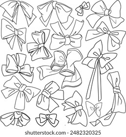 Set of hand-drawn vector bows