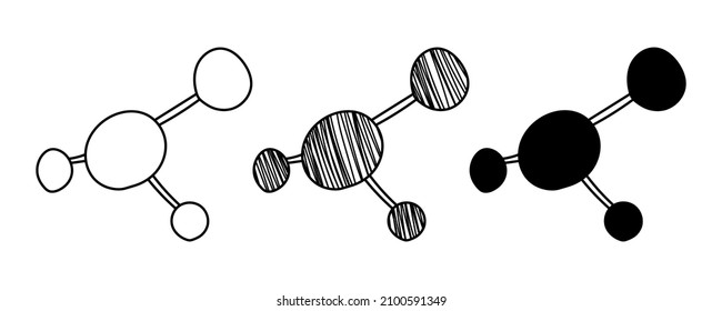 Set of hand-drawn vector chemical structure in doodle cartoon style. National Science Day