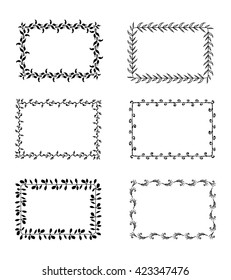 Set of hand-drawn vector frames. Ink illustration.