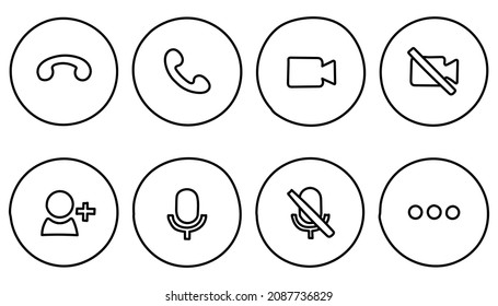 Set handgezeichnete Vektorsymbole für Telefongespräche im Doodle-Stil auf weißem Hintergrund.